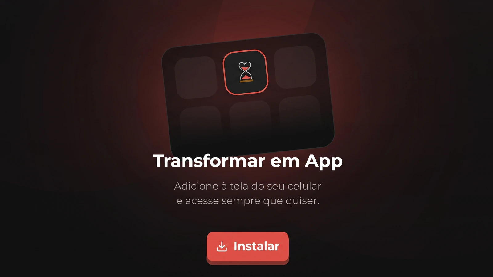 Celular com o ícone do app do casal na tela inicial, ao lado do cartão com o QR Code impresso